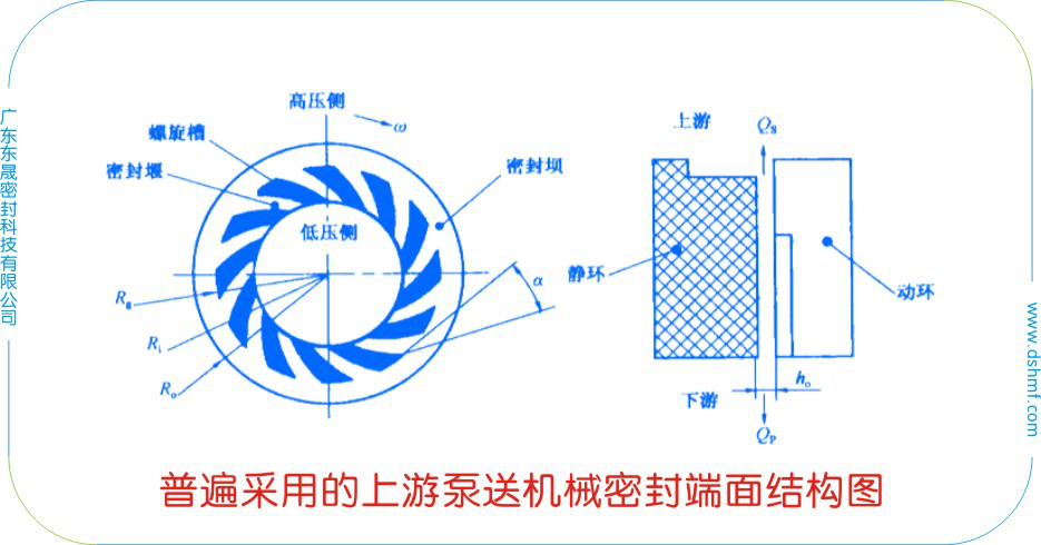 普遍采用的上游泵送密封件的端面結構圖