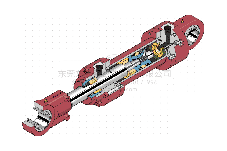 液壓油封中的雙活塞桿液壓缸結構圖